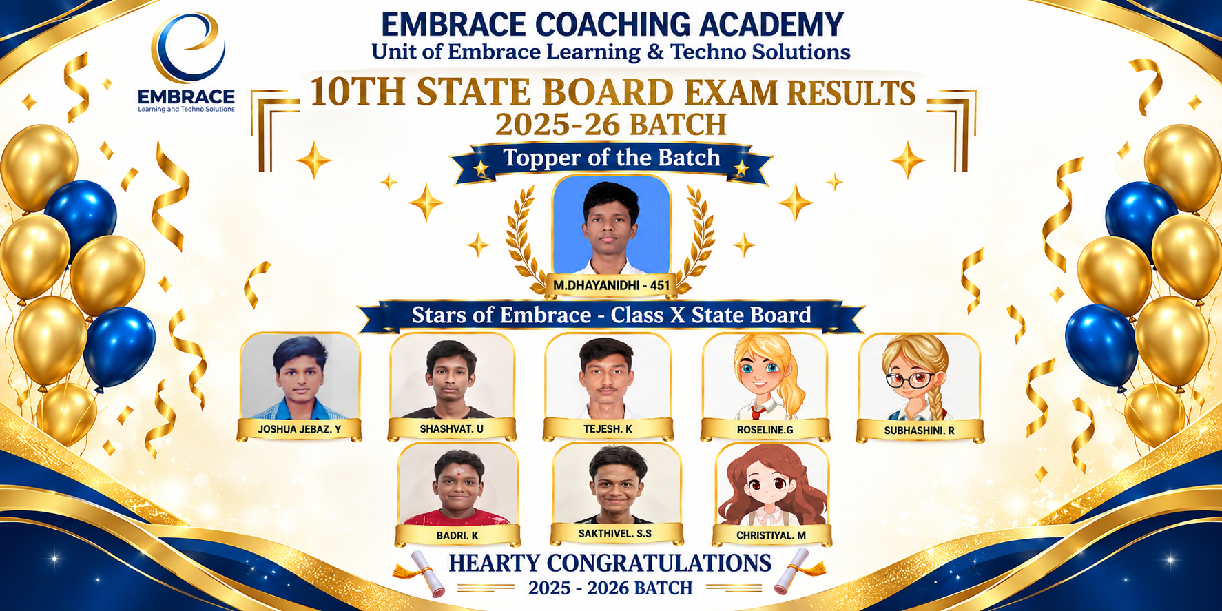 Class 10 State Board Toppers - 2025 - 26 Batch